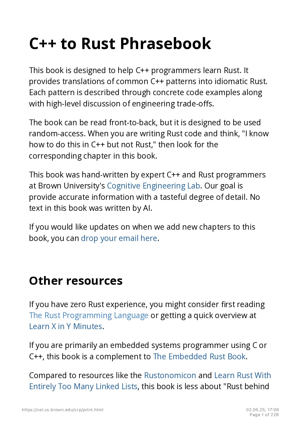 C++ to Rust Phrasebook