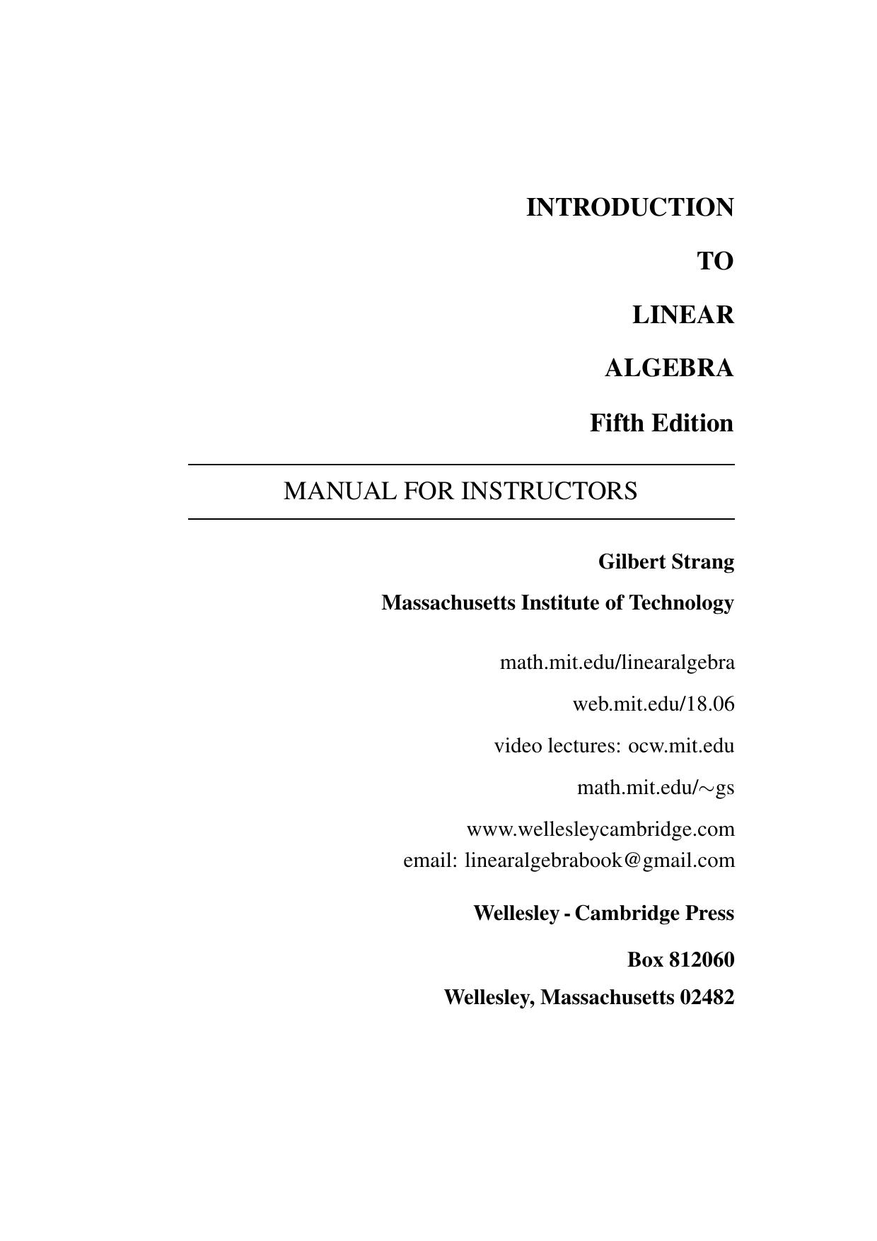 Solutions for Linear Algebra